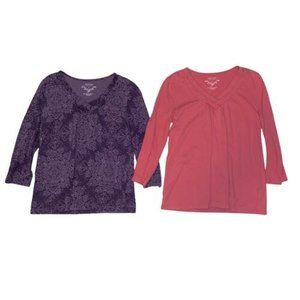 Sonoma Life Style Lot of 2 V-Neck 3/4 Sleeves Colorful Small T-Shirt Tops